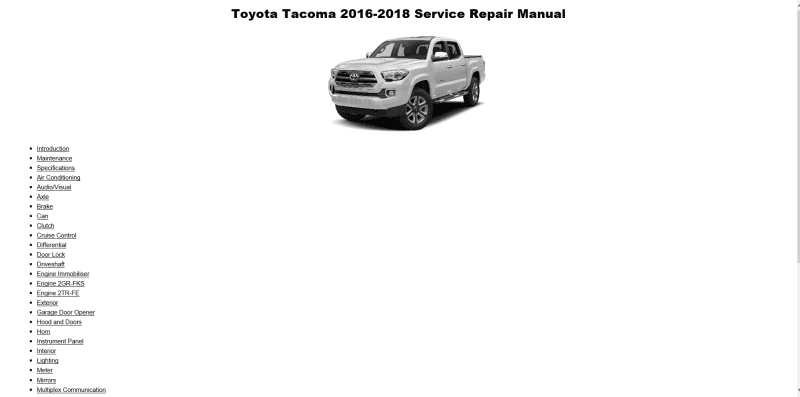 Toyota Tacoma 2016-2018 Workshop Manual - Tutalleronline - 2
